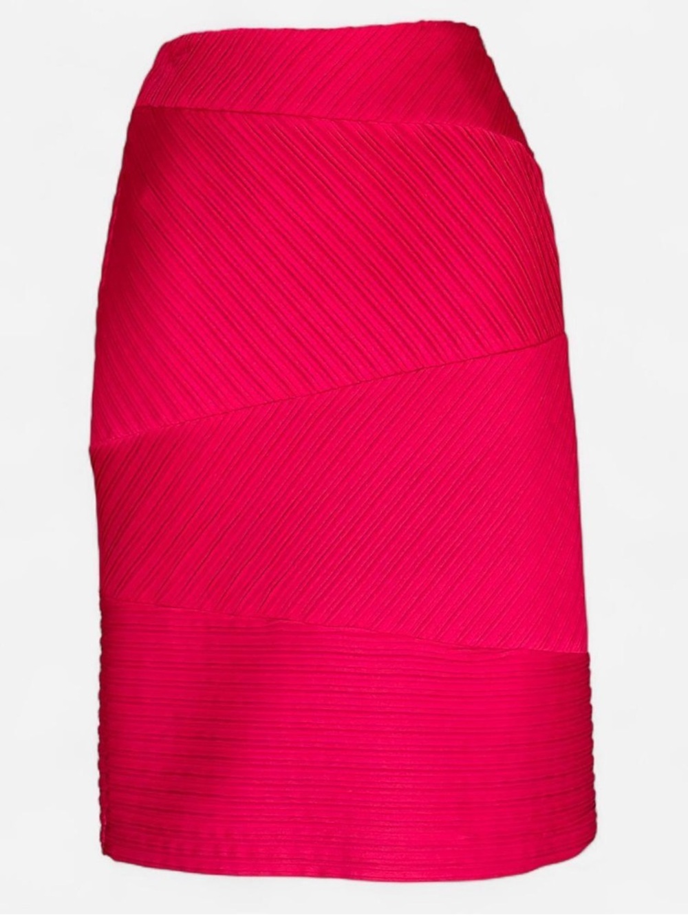 Bright Pink Textured Women's Pencil Skirt